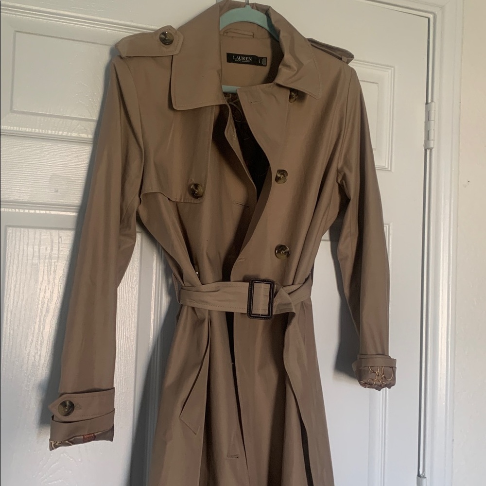 Lauren Ralph Lauren Double-Breasted Brown Trench Coat - Picture 3 of 4